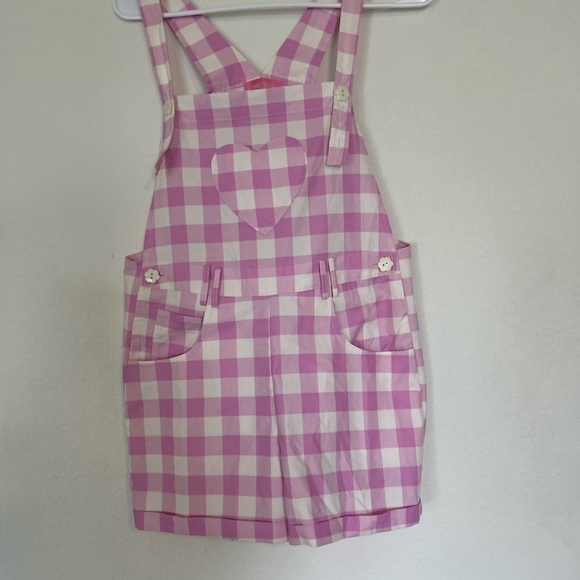 Sugar Thrillz Pants - NWOT Sugar Thrillz pink heart plaid gingham flower button details Small